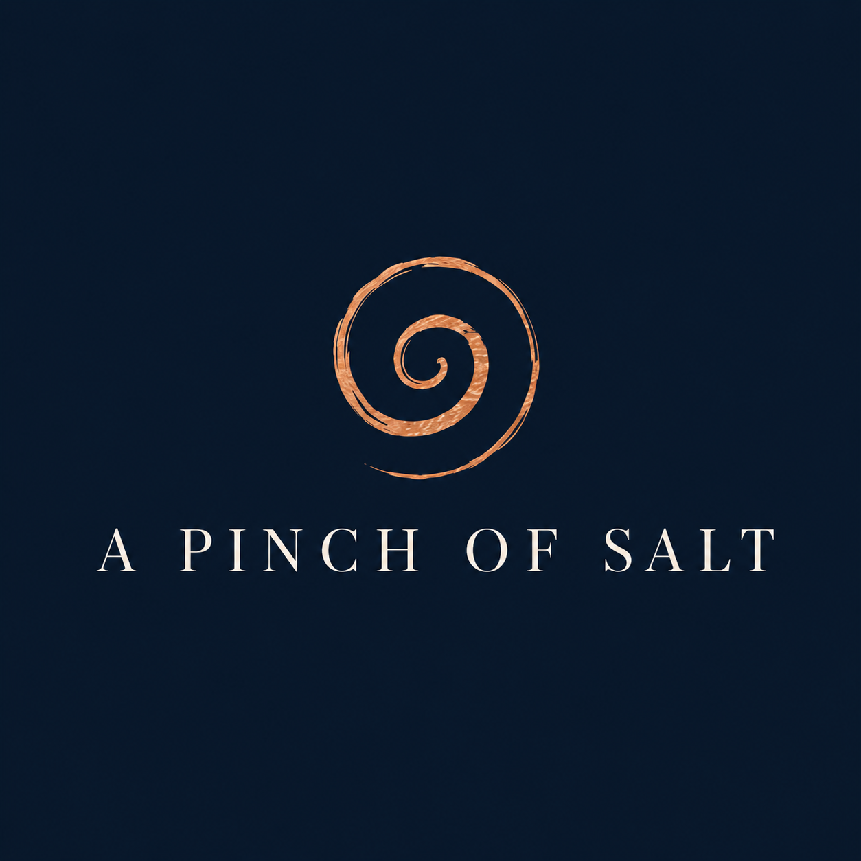 Logo a pinch of salt met spiraal koper kleurig